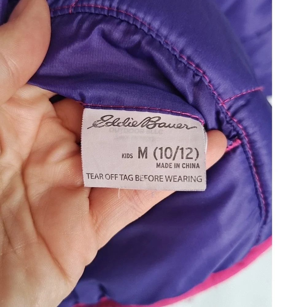 Eddie Bauer Youth Reversible Puffer Jacket  Pink Purple Ombre Fleece M 10 12